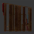 Detailed Handmade Wooden Box Scene With Sewing Machine Table Chair Red Curtains And Decor