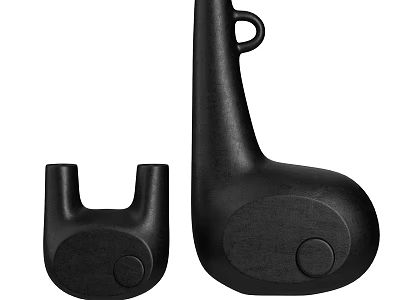 Modern Black Decorative Ornament Set with Unique Curved Shapes Circular Details Matte Finish Home Decor 3d model