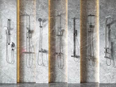 Sleek Modern Shower Heads With Various Stainless Steel Designs Wall Mounted Handheld And Rainfall 3d model