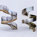 Elegant Modern Spiral Staircase Design With Metal Frame And Glass Railing