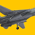 Detailed Gray Fighter Jet Model With Twin Tails Cockpit And Landing Gear On Yellow Background 3d model