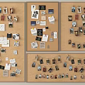 Corkboard Wall Decor with Pinned Photos Notes and Cards on Wooden Panels