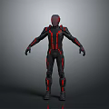 Sci Fi Character In Black And Red Armor Full Body Standing Pose