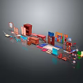 Assorted Interior Furniture Components Featuring Cabinets Chairs Tables Rugs And Decorations