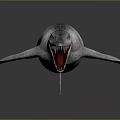 Realistic Prehistoric Ichthyosaur Marine Reptile 3D Model With Open Mouth Sharp Teeth 3d model