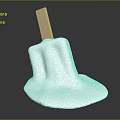 Melting White Creamy Ice Cream With Wooden Stick On Dark Background