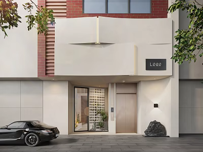 Modern Door Head Simple Door Head Shop Door Head Dry Landscape Plant 3d model