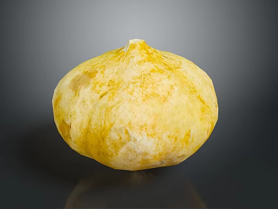 Fresh Yellow Round Pumpkin With Textured Skin On Dark Background 3d model