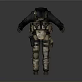 Man Wearing Tactical Vest With Pouches Dark Hoodie And Camouflage Pants