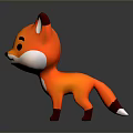 Cartoon Fox Character for Game Animation With Orange Fur White Belly Red Ear Tips Smiling