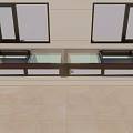 Dark Framed Window And Rectangular Glass Skylight With Metal Frame And Light Base 3d model