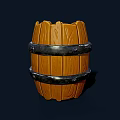 Rustic Wooden Barrel With Metal Hoops And Classic Wood Grain Design