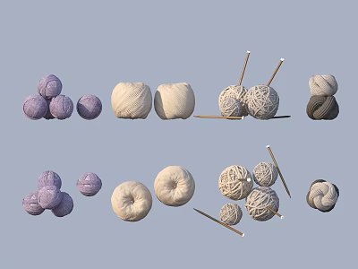 Assorted Colored Yarn Balls With Knitting Needles For DIY Craft Projects 3d model