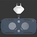 White And Blue VR Headset With Modern Design Adjustable Headband And Clear Lenses