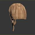 Wooden Carved Mask With Intricate Facial Organs And Hair Texture Design
