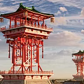 Tang Dynasty watchtower tower attic beacon tower detection tower 3d model