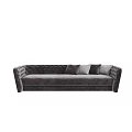 Dark Gray Velvet Sectional Sofa With Button Tufted Back And Square Arms 3d model