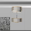 Elegant Double Layer Ceiling Light With Gold Frame And White Shade In Modern Interior 3d model