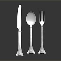 Modern Tableware Metal Tableware Metal Fork Metal Knife 3d model