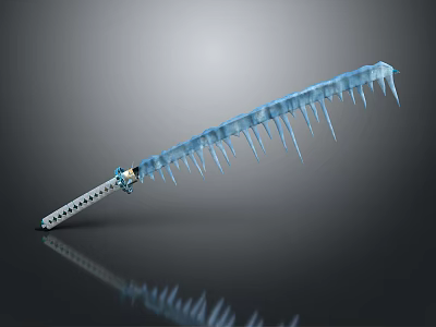Frost Encrusted Ice Sword With Icicle Edges And Ornate Crystal Hilt 3d model