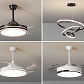 Fan lamp new cream wind log wind living room dining room electric fan lamp lamps integrated ceiling fan lamp 3d model