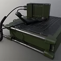 Green Military Style Television Set With Digital Display Control Buttons And Cable Design