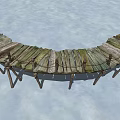 Wooden Bridge Structure With Weathered Planks Arched Design And Wooden Supports