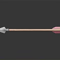 Handcrafted Traditional Arrow With Wooden Handle Metal Arrowhead And Pink Fletching