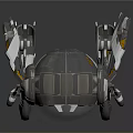 Futuristic Mechanical Creature With Circular Transparent Shell And Red Glowing Core