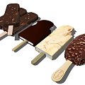 Assorted Ice Cream Bars With Chocolate Coating Nuts And Bitten Design 3d model