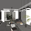 Modern Open Concept Living And Dining Area With Sofa Dining Table