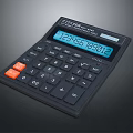 Black Electronic Calculator With Orange Function Buttons Digital Display Showing Numbers 3d model