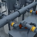 Industrial Equipment Layout with Pipes Storage Tanks and Processing Machinery