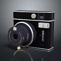 Vintage Polaroid Camera With Classic Black Body Flash And Detachable Lens