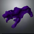 Purple Mythical Beast with Horns Sharp Fangs and Dynamic Muscular Aggressive Pose