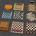 Various Classic Board Games Collection With Colorful Wooden Chess Checkers Boards And Pieces