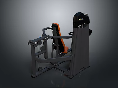 Professional Fitness Strength Training Machine With Gray Frame And Orange Seat 3d model