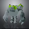 Low Poly Stone Monster Character With Green Shoulders And Brown Spikes