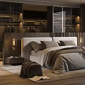 Modern Bedroom Interior With Comfortable Bed Large Window Wooden Floor And Armchair