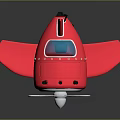 Red Toy Airplane With Silver Propeller Blue Details And Glossy Surface Reflection On Black Background