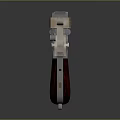 Classic Revolver Featuring Shiny Metal Frame And Red Wooden Grip