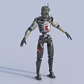 Smart Robot With Green Helmet Gray And Green Mechanical Arms Red Logo On Chest