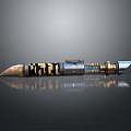 Decorative Weapon Design With Gold And Black Patterns Metal Blade And Mechanical Structure