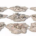 Diverse Construction Components With Rubble Bricks And Scattered Debris Piles 3d model