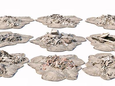 Modern Ruins Game Stone Building Ruins Wreckage Brick Construction Site Ruins Fire Pile Fire Pile Ruins Old Earth Pile 3d model