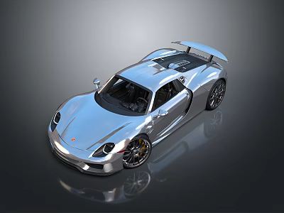 Silver Sleek Sports Car With Modern Exterior Rear Spoiler And Alloy Wheels 3d model