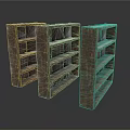 Three Sturdy Dark Wooden Bookshelves With Open Shelves And Rustic Design