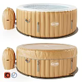 Beige Inflatable Garden Spa Tub By Easy Spa With Cover And Metal Clasps
