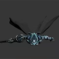 Frost Themed Female Warrior In Silver Blue Armor With Black Cape And Crystal Weapon