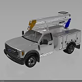 Ford Silver Utility Truck With Aerial Lift Platform And Service Body